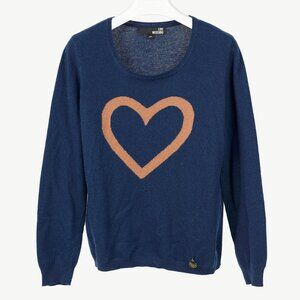 Love Moschino Dark-Blue Wool-Blend Heart Sweater
